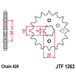 JT Zębatka przednia 16z 428