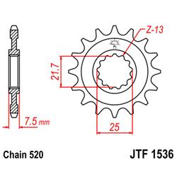 JT Zębatka przednia 15z 520 Kawasaki