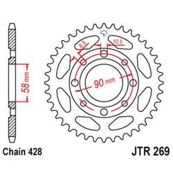 JT Zębatka tył 49z 428 Daelim , Romet CRS