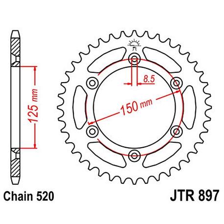 JT Zębatka tył 50z 520 stalowa do KTM-5604