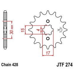 JT Zębatka przednia 15z 428 do Honda