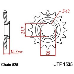 JT Zębatka przednia 15z 525 do Kawasaki